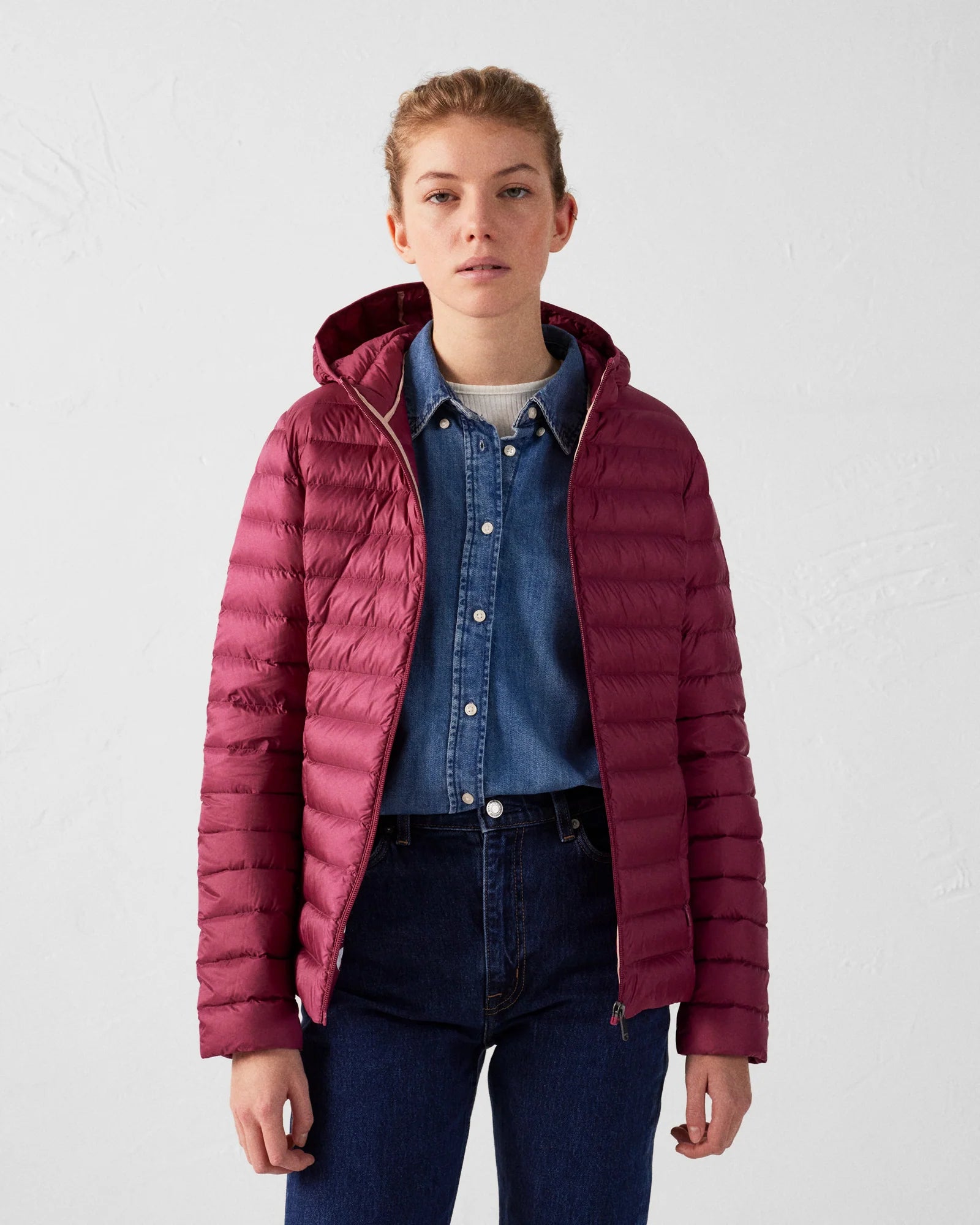 manteau hiver femme fuchsia élégant capuche