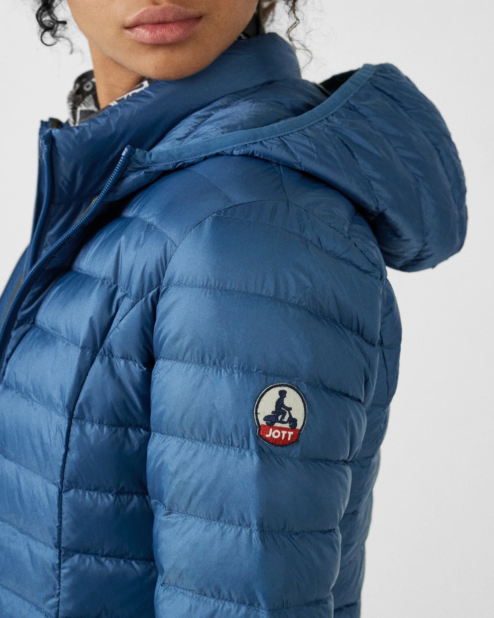 parka femme bleu denim légère chaude capuche