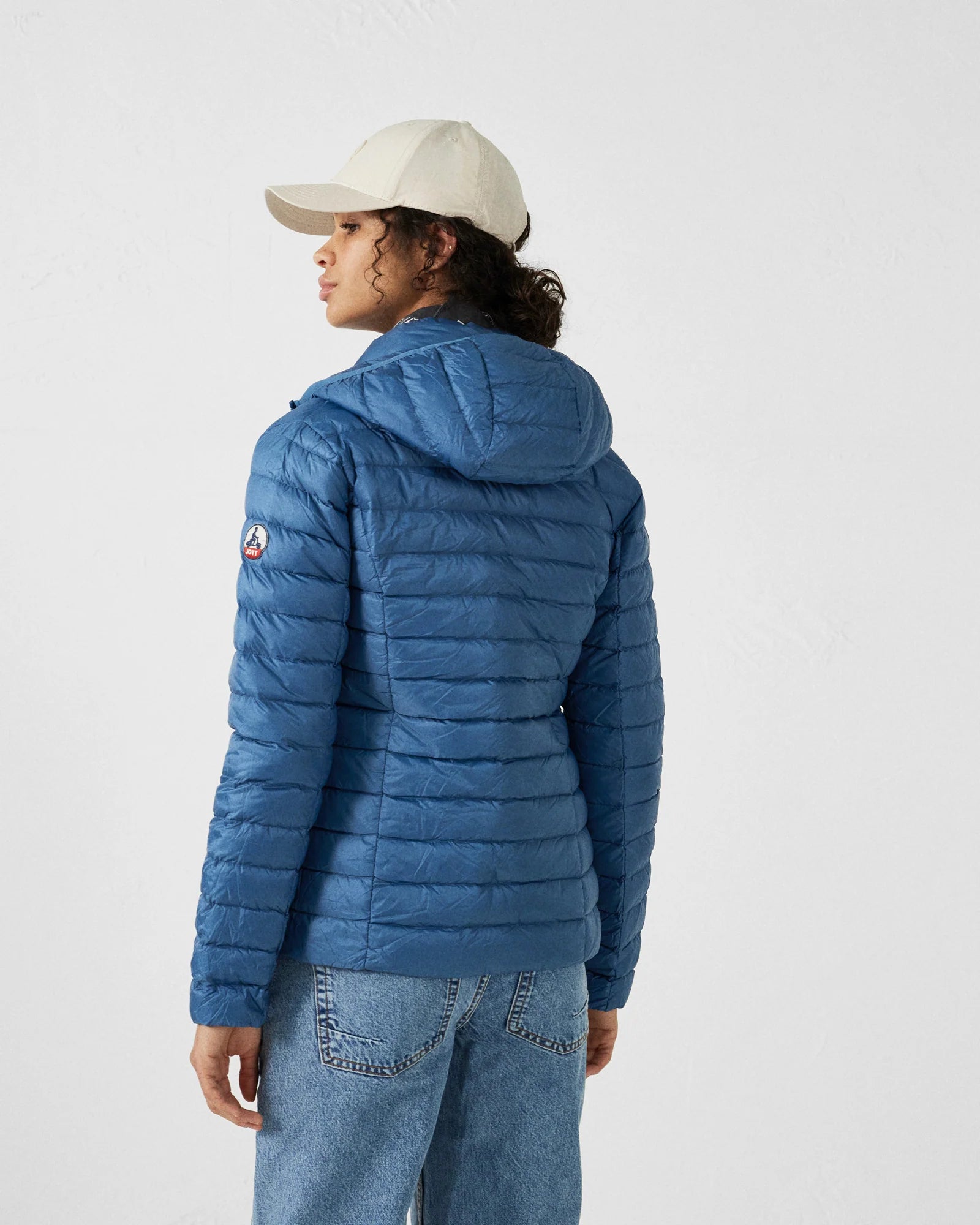 veste femme hiver bleu denim chaude élégante