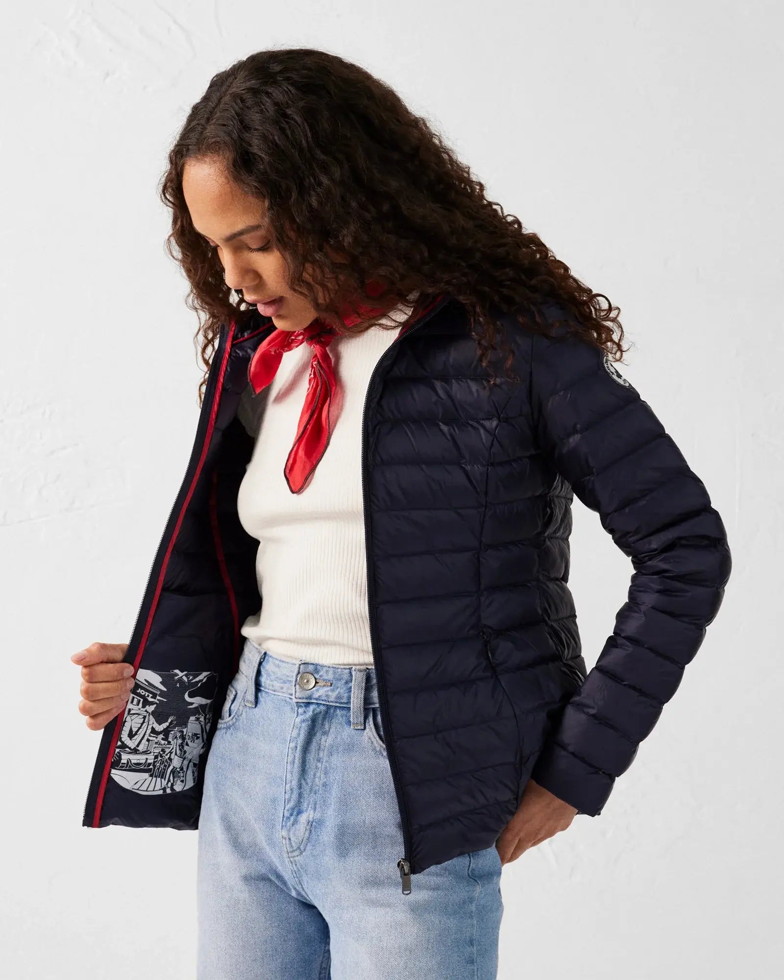 veste femme jott elora capuche bleu marine hiver